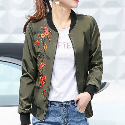 Jachetă cu broderie Jachetă de baseball pentru femei Jachete pentru femei de mărime mare Îmbrăcăminte exterioară coreeană neagră Jaqueta Feminina KJ393