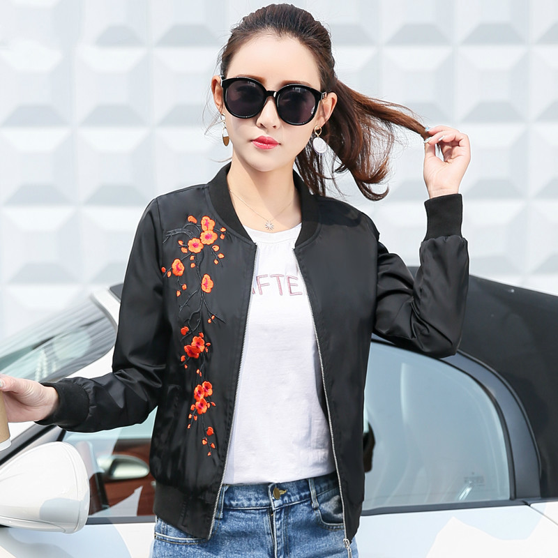 Jachetă cu broderie Jachetă de baseball pentru femei Jachete pentru femei de mărime mare Îmbrăcăminte exterioară coreeană neagră Jaqueta Feminina KJ393
