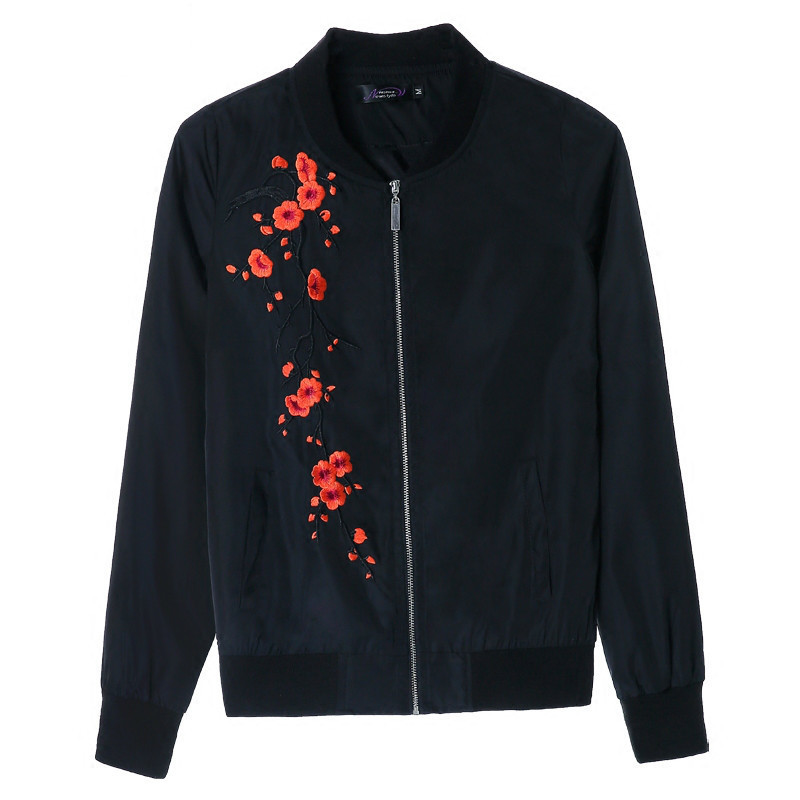 Jachetă cu broderie Jachetă de baseball pentru femei Jachete pentru femei de mărime mare Îmbrăcăminte exterioară coreeană neagră Jaqueta Feminina KJ393