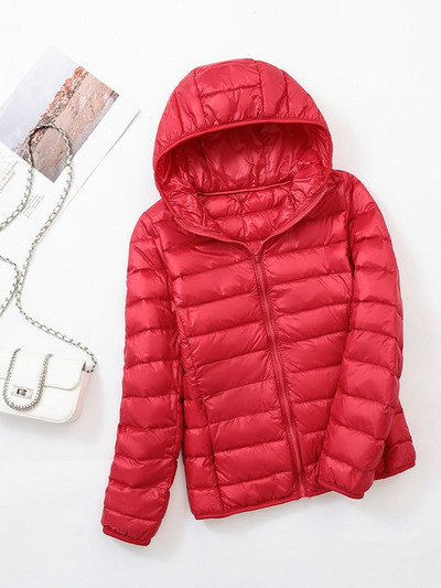 Jachetă de iarnă puf pentru femei 2023, noua jachetă ultra ușoară din puf de rață, la modă, caldă, subțire, cu glugă, pentru femei, îmbrăcăminte exterioară portabilă