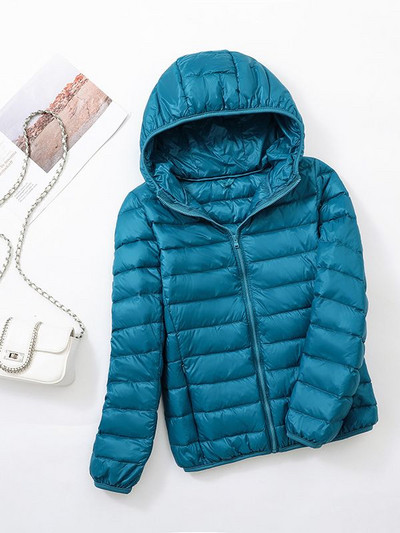 Jachetă de iarnă puf pentru femei 2023, noua jachetă ultra ușoară din puf de rață, la modă, caldă, subțire, cu glugă, pentru femei, îmbrăcăminte exterioară portabilă