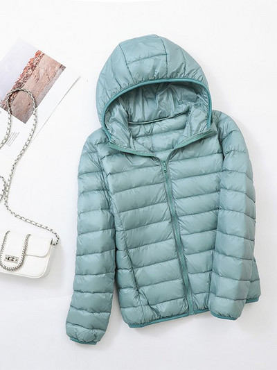 Jachetă de iarnă puf pentru femei 2023, noua jachetă ultra ușoară din puf de rață, la modă, caldă, subțire, cu glugă, pentru femei, îmbrăcăminte exterioară portabilă