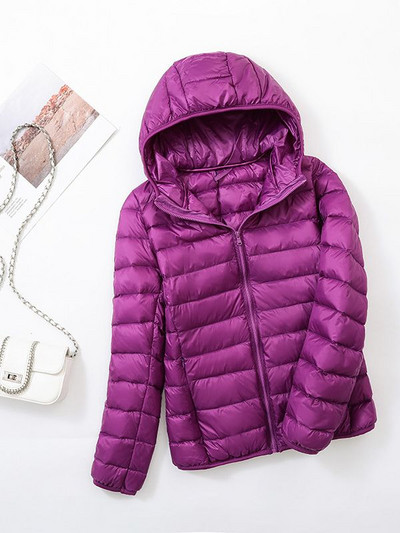Jachetă de iarnă puf pentru femei 2023, noua jachetă ultra ușoară din puf de rață, la modă, caldă, subțire, cu glugă, pentru femei, îmbrăcăminte exterioară portabilă