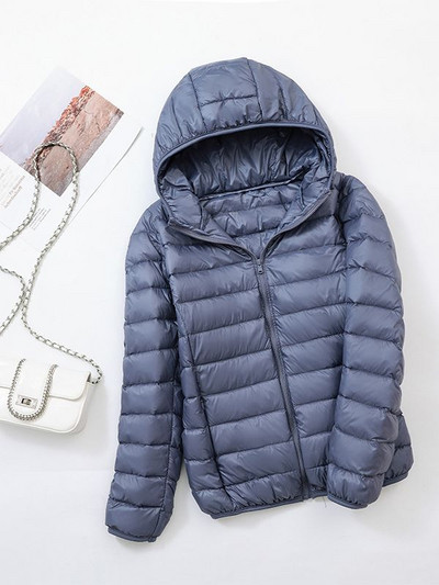 Jachetă de iarnă puf pentru femei 2023, noua jachetă ultra ușoară din puf de rață, la modă, caldă, subțire, cu glugă, pentru femei, îmbrăcăminte exterioară portabilă