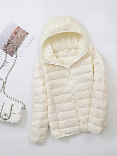 Jachetă de iarnă puf pentru femei 2023, noua jachetă ultra ușoară din puf de rață, la modă, caldă, subțire, cu glugă, pentru femei, îmbrăcăminte exterioară portabilă