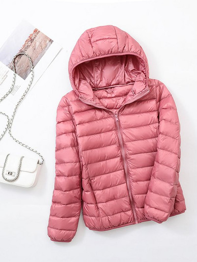 Jachetă de iarnă puf pentru femei 2023, noua jachetă ultra ușoară din puf de rață, la modă, caldă, subțire, cu glugă, pentru femei, îmbrăcăminte exterioară portabilă