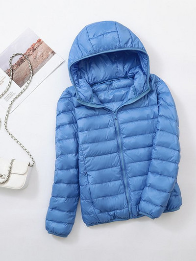 Jachetă de iarnă puf pentru femei 2023, noua jachetă ultra ușoară din puf de rață, la modă, caldă, subțire, cu glugă, pentru femei, îmbrăcăminte exterioară portabilă