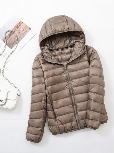 Jachetă de iarnă puf pentru femei 2023, noua jachetă ultra ușoară din puf de rață, la modă, caldă, subțire, cu glugă, pentru femei, îmbrăcăminte exterioară portabilă