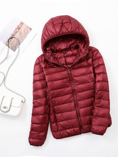 Jachetă de iarnă puf pentru femei 2023, noua jachetă ultra ușoară din puf de rață, la modă, caldă, subțire, cu glugă, pentru femei, îmbrăcăminte exterioară portabilă