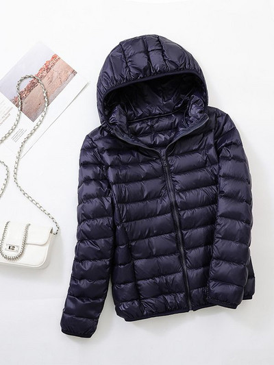 Jachetă de iarnă puf pentru femei 2023, noua jachetă ultra ușoară din puf de rață, la modă, caldă, subțire, cu glugă, pentru femei, îmbrăcăminte exterioară portabilă