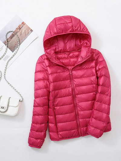 Jachetă de iarnă puf pentru femei 2023, noua jachetă ultra ușoară din puf de rață, la modă, caldă, subțire, cu glugă, pentru femei, îmbrăcăminte exterioară portabilă