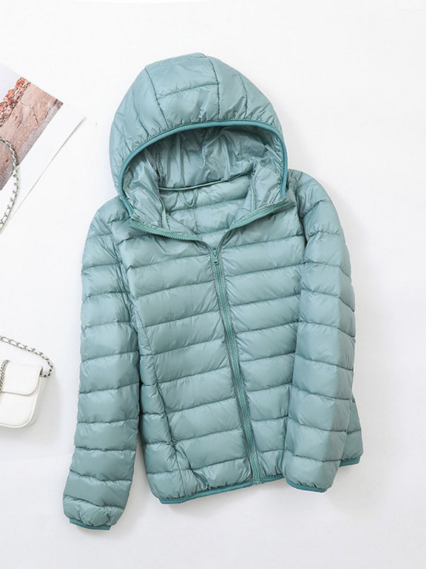 Jachetă de iarnă puf pentru femei 2023, noua jachetă ultra ușoară din puf de rață, la modă, caldă, subțire, cu glugă, pentru femei, îmbrăcăminte exterioară portabilă