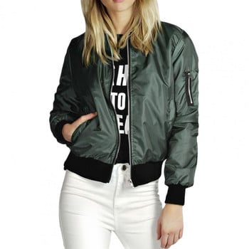 Γυναικείο Casual Pocket Bomber Jacket Loose Commuter Streetwear Γυναικείο παλτό άνοιξη Ζακέτα με φερμουάρ γιακάς Γυναικείο πανωφόρι μπουφάν