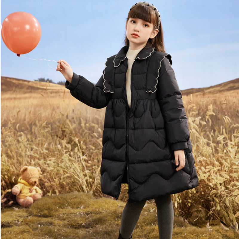 5–14 gadus jauns ziemas dūnu mētelis meitenēm, saglabā siltumu Modes vēja necaurlaidīgs parka jaka ar kapuci ar rāvējslēdzēju Virsdrēbes pusaudžu bērnu apģērbi