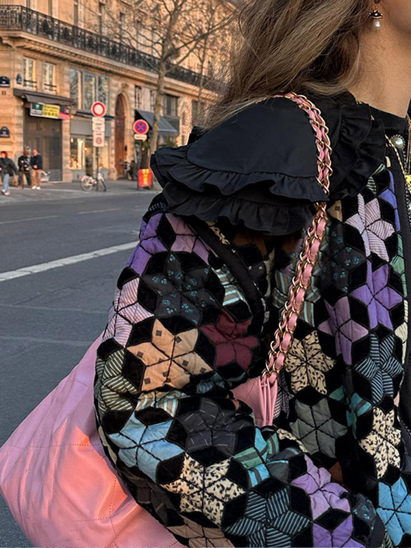 Jachetă de iarnă din bumbac pentru femei în carouri îngroșate, cu mâneci lungi, cu fermoar, haină de femeie 2023.