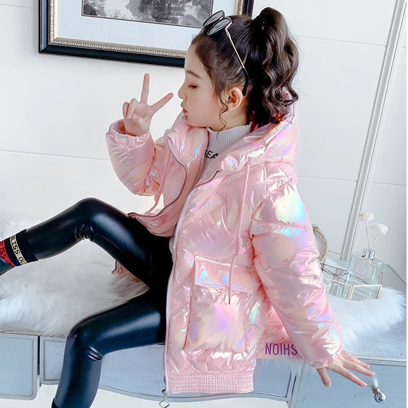 Jachete de iarnă pentru fete haină nouă modă strălucitoare îmbrăcăminte exterioară impermeabilă pentru adolescenți copii Parka îmbrăcăminte pentru copii 3 4 6 8 10 12 ani