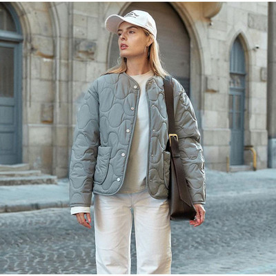 2023, toamnă iarnă, jachetă mozaică solidă, pentru femei, cu mâneci lungi, din bumbac, cu un singur piept, căptușită, haină elegantă pentru femei