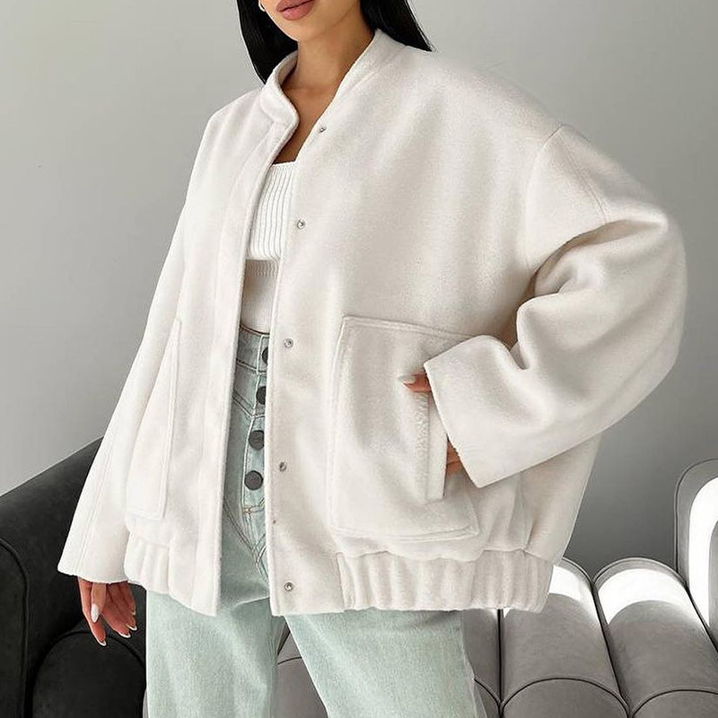 Femei Solid Guler Stand buzunare mari Paltoane Toamnă Primăvară Jachetă cu mânecă lungă Cardigan Moda Doamnelor Casual Mantoane calde cu nasturi