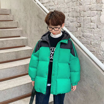 Зимни детски якета за момчета 2023 г. Свободни палта парка с качулка за тийнейджъри Водоустойчиви детски топли връхни дрехи Снежен костюм 4-12T