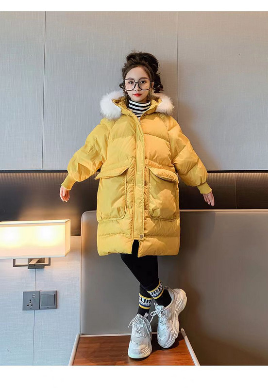 2023. gada ziemas jaka lielām meitenēm Mētelis Ūdensnecaurlaidīgs ar kapuci bērnu virsdrēbes Apģērbs 5-12 gadiem pusaudžu bērnu parka sniega tērps