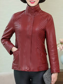 XL-6XL Sieviešu ādas jaka Jauna ikdienas nolaižama apkakle Argyle mētelis sieviešu rāvējslēdzējs Augstas kvalitātes PU ādas jakas