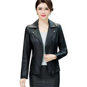 Liela izmēra 5XL sieviešu ādas jaka Jauns 2023 Sieviešu ādas apģērbs Īss Slim Motocikla Ādas Mētelis Sieviešu Virsdrēbes Melns