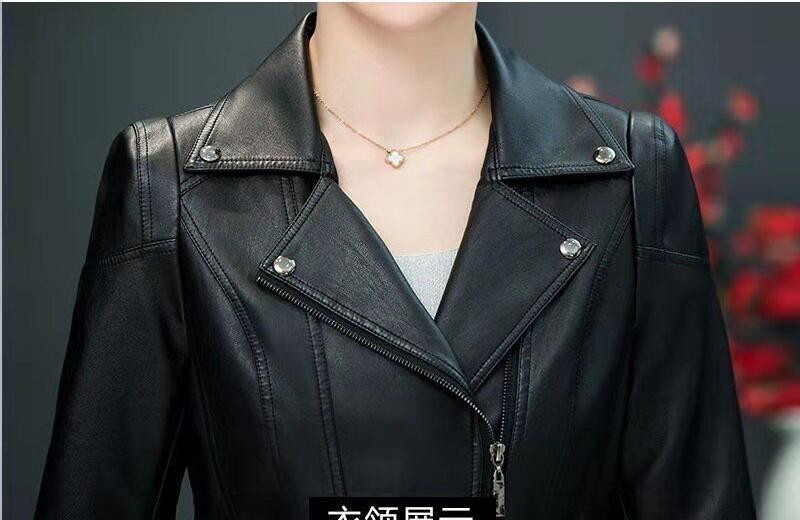 Liela izmēra 5XL sieviešu ādas jaka Jauns 2023 Sieviešu ādas apģērbs Īss Slim Motocikla Ādas Mētelis Sieviešu Virsdrēbes Melns