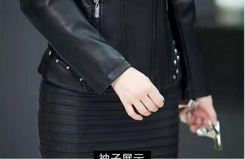 Liela izmēra 5XL sieviešu ādas jaka Jauns 2023 Sieviešu ādas apģērbs Īss Slim Motocikla Ādas Mētelis Sieviešu Virsdrēbes Melns