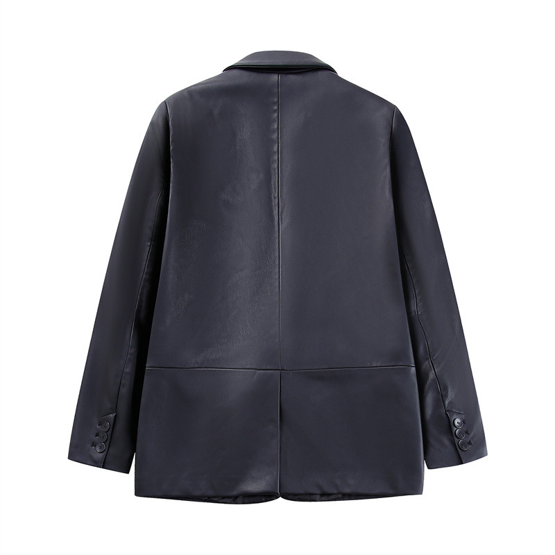 Primăvara și toamna îmbrăcăminte neagră din piele artificială pentru femei la modă largi 2023 jachetă scurtă pentru femei temperament casual