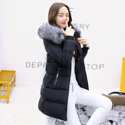 Jachetă de iarnă 2022 pentru femei Parka, guler de blană, haină cu glugă, ocazională, subțire, lungă, jachetă de modă pentru femei, îmbrăcăminte caldă căptușită din bumbac