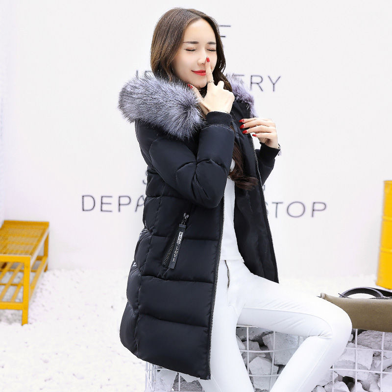 Jachetă de iarnă 2022 pentru femei Parka, guler de blană, haină cu glugă, ocazională, subțire, lungă, jachetă de modă pentru femei, îmbrăcăminte caldă căptușită din bumbac