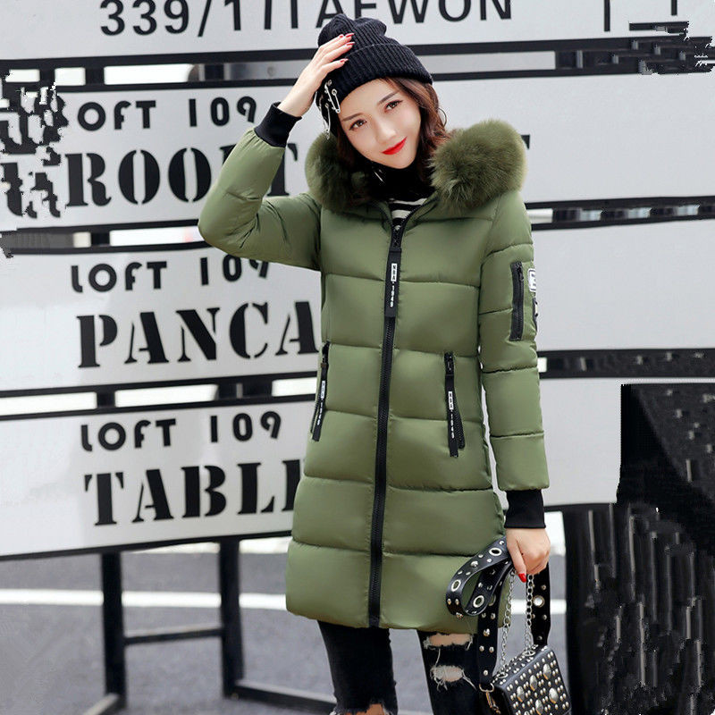 Jachetă de iarnă 2022 pentru femei Parka, guler de blană, haină cu glugă, ocazională, subțire, lungă, jachetă de modă pentru femei, îmbrăcăminte caldă căptușită din bumbac
