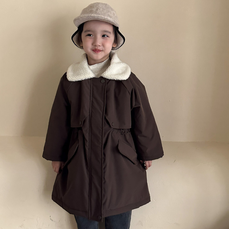 Trenci îngroșat din cașmir lung pentru copii, haină caldă în stil coreean 2023 pentru băieți și fete, haine noi la modă