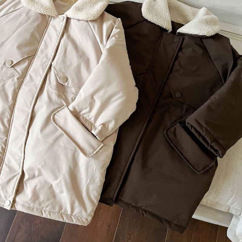 Trenci îngroșat din cașmir lung pentru copii, haină caldă în stil coreean 2023 pentru băieți și fete, haine noi la modă