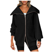 Hanorace supradimensionate cu fermoar pentru damă Jachete de toamnă Ținute pentru femei Haine la modă de iarnă cu buzunar Jogger Îmbrăcăminte cu glugă