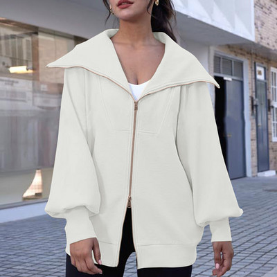 Hanorace supradimensionate cu fermoar pentru damă Jachete de toamnă Ținute pentru femei Haine la modă de iarnă cu buzunar Jogger Îmbrăcăminte cu glugă