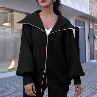 Hanorace supradimensionate cu fermoar pentru damă Jachete de toamnă Ținute pentru femei Haine la modă de iarnă cu buzunar Jogger Îmbrăcăminte cu glugă