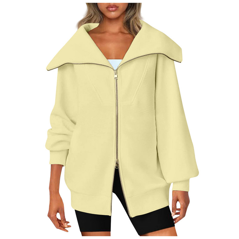 Hanorace supradimensionate cu fermoar pentru damă Jachete de toamnă Ținute pentru femei Haine la modă de iarnă cu buzunar Jogger Îmbrăcăminte cu glugă