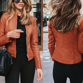 Kevad-sügis naistele Mootorratturite nahkjakid Naiste Stantsikrae Jope Naiste Massiivne Tõmblukuga Nahkmantel Naiste Välisrõivad