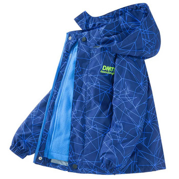 Нова есенна детска водоустойчива ветровка за момчета, подвижна външна ветровка, плюшено яке, палто, зимни удебелени дрехи с качулка