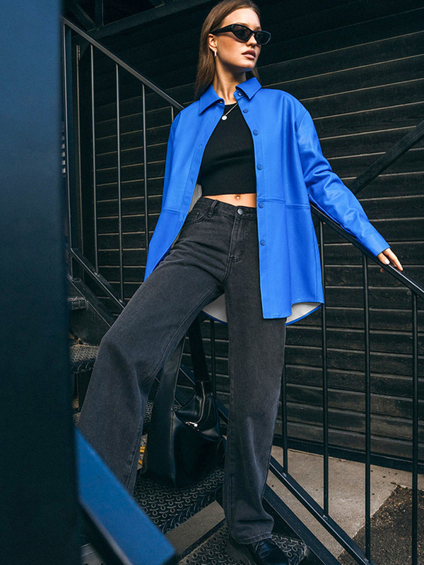 Rudens ziemas mākslīgās ādas kreklu jaka Sieviešu modes Moto Moto Biker Jakas Ikdienas garas Pu ādas mētelis Sieviešu jaunums 2022. gada virsdrēbēs