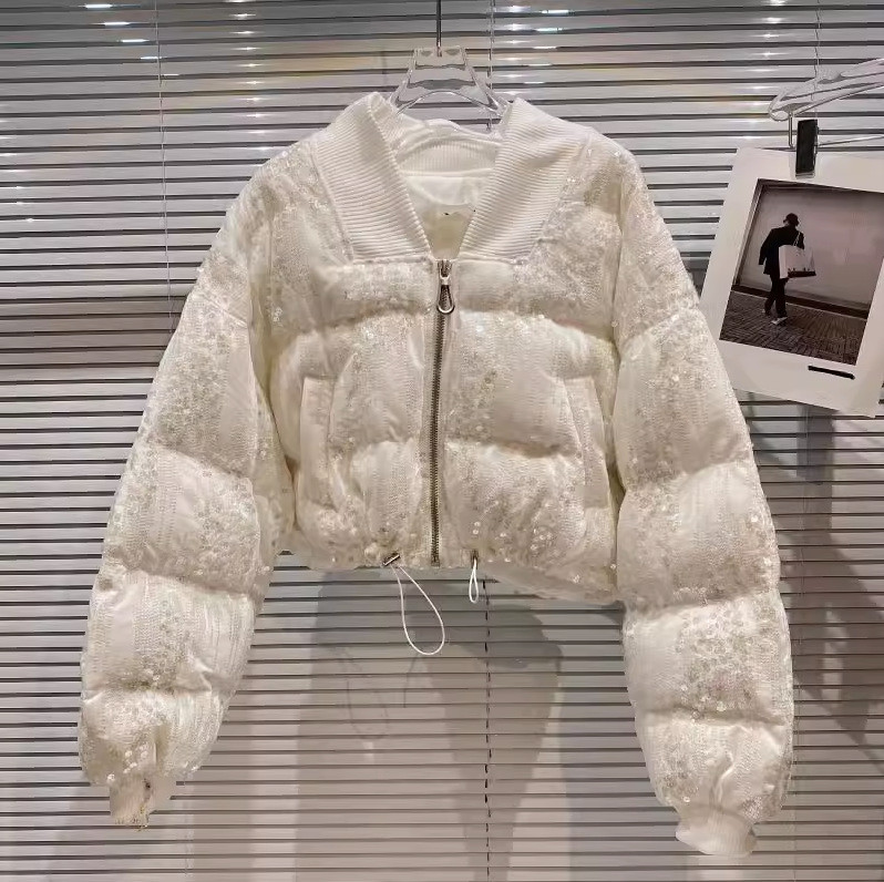 Parka pentru fete din bumbac, sezonul de iarnă, jachetă din catifea cu paiete, îmbrăcăminte exterioară, îmbrăcăminte pentru copii, guler rotund.