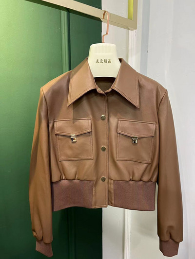 Yuxinfeng frumos haină din piele pentru motocicletă femei coreeană primăvară toamnă subțire rever subțire cu mânecă lungă jachetă scurtă din piele PU