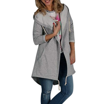 Naiste talvejoped Suures suuruses talveriided naiste jakid sügisesed vabaaja pikkade varrukatega kapuutsiga mantel jakk Tuulejoped