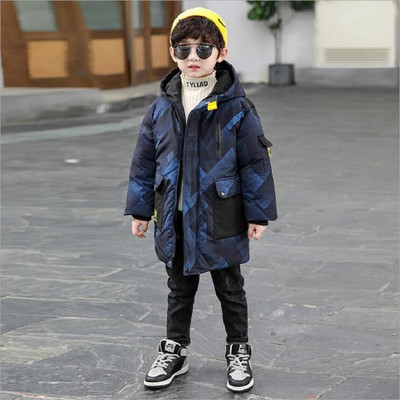 Îmbrăcăminte pentru copii, iarnă, lungă, de camuflaj, caldă, cu imprimeu, casual, plus, jachetă de vânt cu glugă, catifea, pentru băieți 4-14 ani