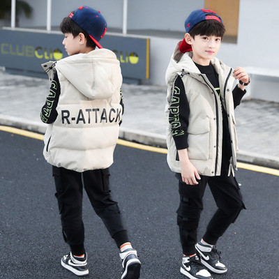 2023 Nouă iarnă caldă 5 6 8 10 11 12 14 ani adolescent îngroșare 3 culori la modă ocazional vestă cu glugă vestă pentru copii băieți topuri