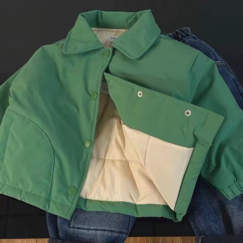 Jakna za dječake, dječja odjeća, kaput 2023., nova korejska moda, jesen, zima, prošiveni, topli ovratnik, pamuk, jednobojan, jednobojan