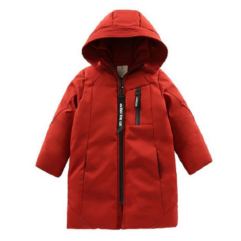 Детско облекло Зимно момченце Дълго модно пухено памучно удебелено качулка -30 градуса ветроустойчиво топло палто за деца Парка 4-14 години