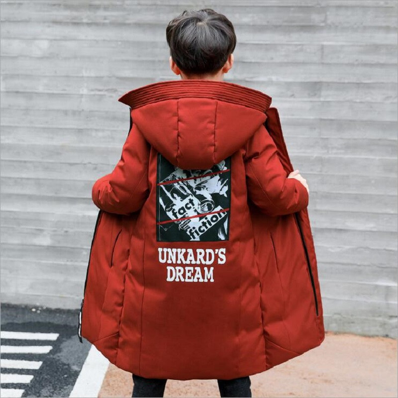 Îmbrăcăminte pentru copii Iarnă Băieți Lung Modă Bumbac îngroșat Glugă -30 de grade Rezistent la vânt haină caldă Pentru copii Parka 4-14 ani