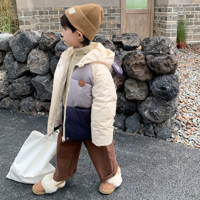 Bērnu kokvilnas polsterēts mētelis meiteņu un zēnu jakas Jauki ziemas apģērbi, biezināts mētelis ar kapuci